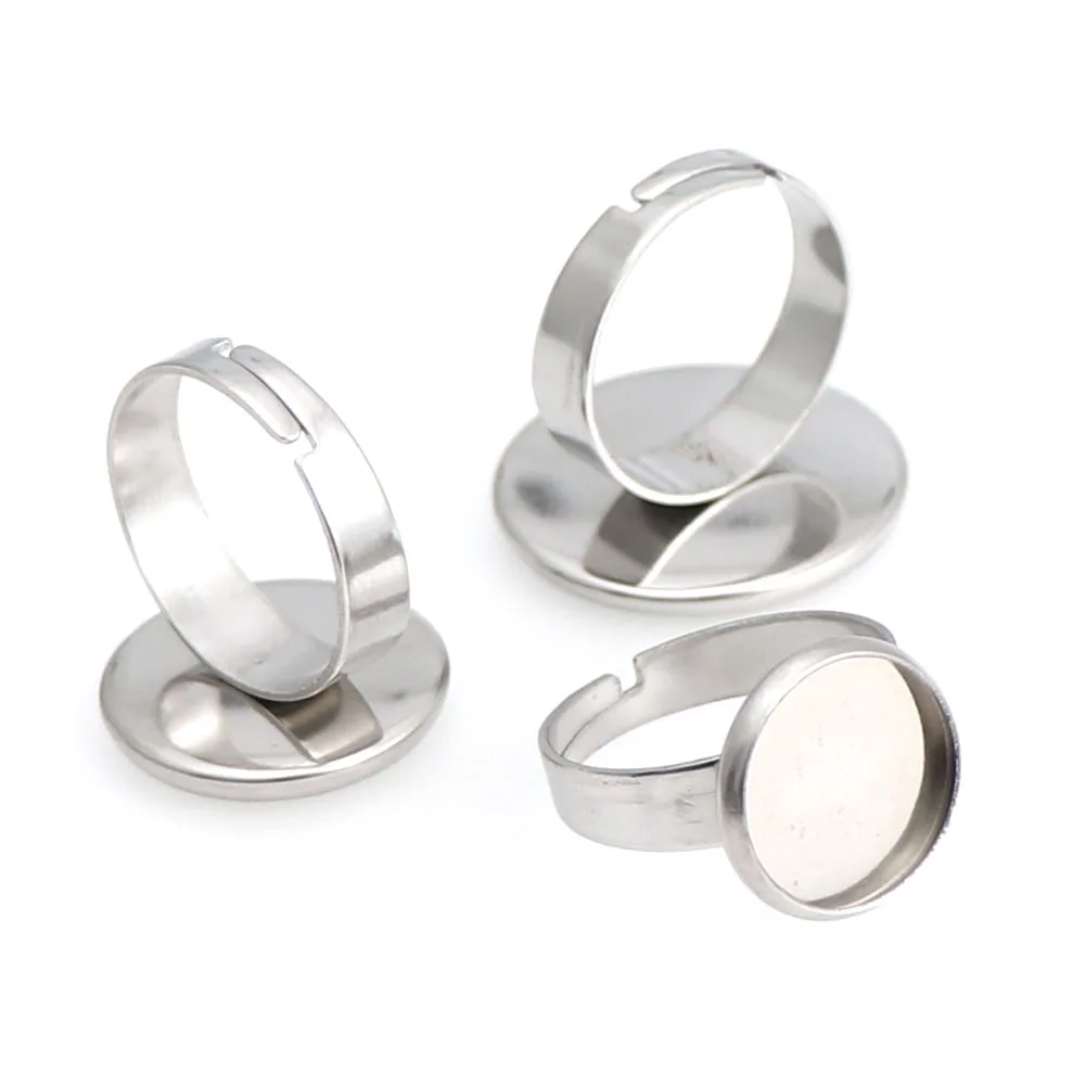 10 шт./лот регулируемое кольцо из нержавеющей стали пустое 12/16/20 мм стекло кабошоны