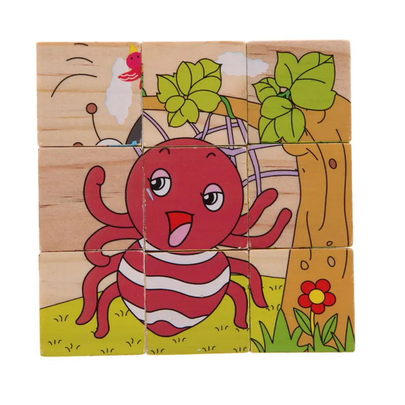 9 шт. деревянные трехмерные Кубики животные|wood toys 3d|wood for childrenwooden |