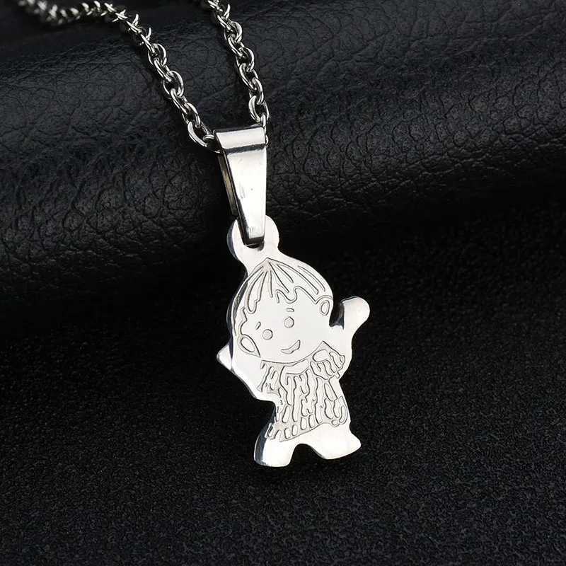 Trendy Cartoon Children Jewelry Dance Boy Girl Gold Color Stainless Stee Necklaces Pendant Kolye Collier | Украшения и аксессуары