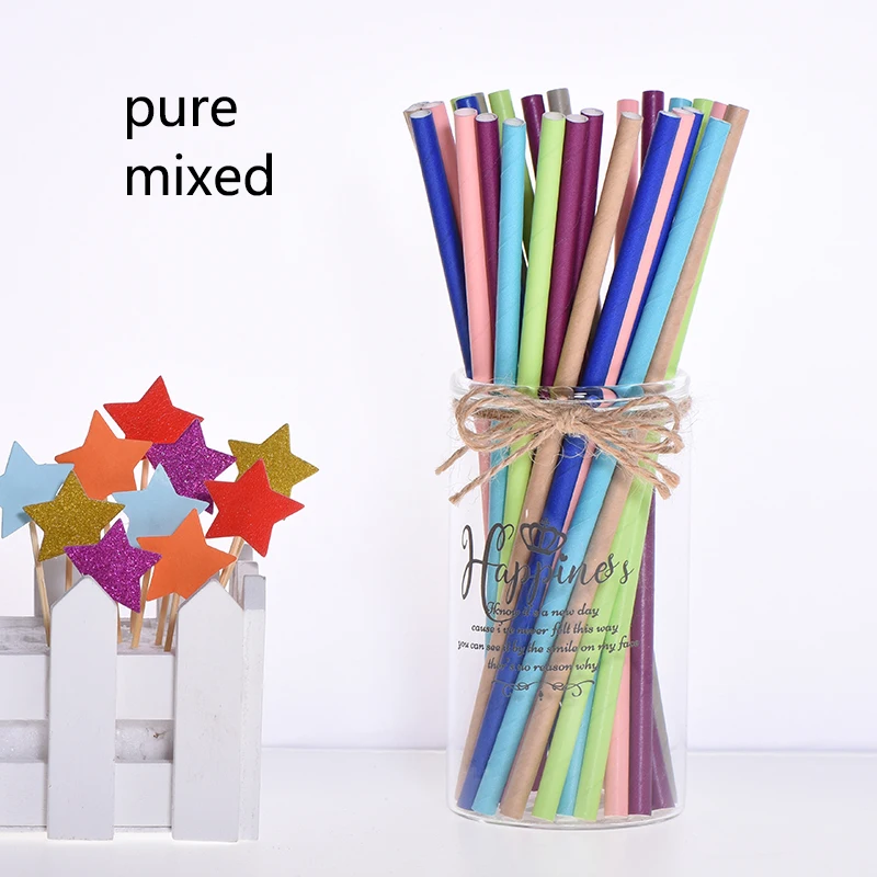 pure mixed 25 шт. креативные топперы для торта Фламинго бумажная соломинка для питья для детского душа мальчишник вечерние украшения для вечеринки сделанные своими руками - Цвет: pure mixed