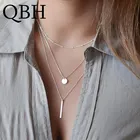 Ожерелье женское, с блестками, в виде монеты, многоуровневая цепочка с кисточкой