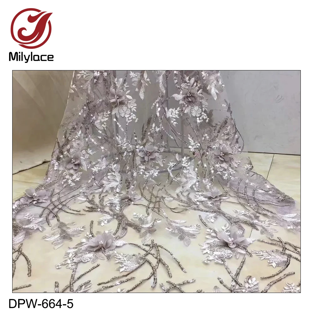 Milylace 3D Цветочная кружевная ткань с блестящими пайетками 5 ярдов французский тюль
