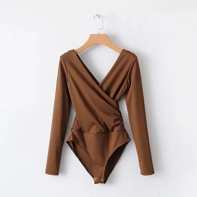Боди женское с длинным рукавом и глубоким V-образным вырезом 2018 | Женская одежда