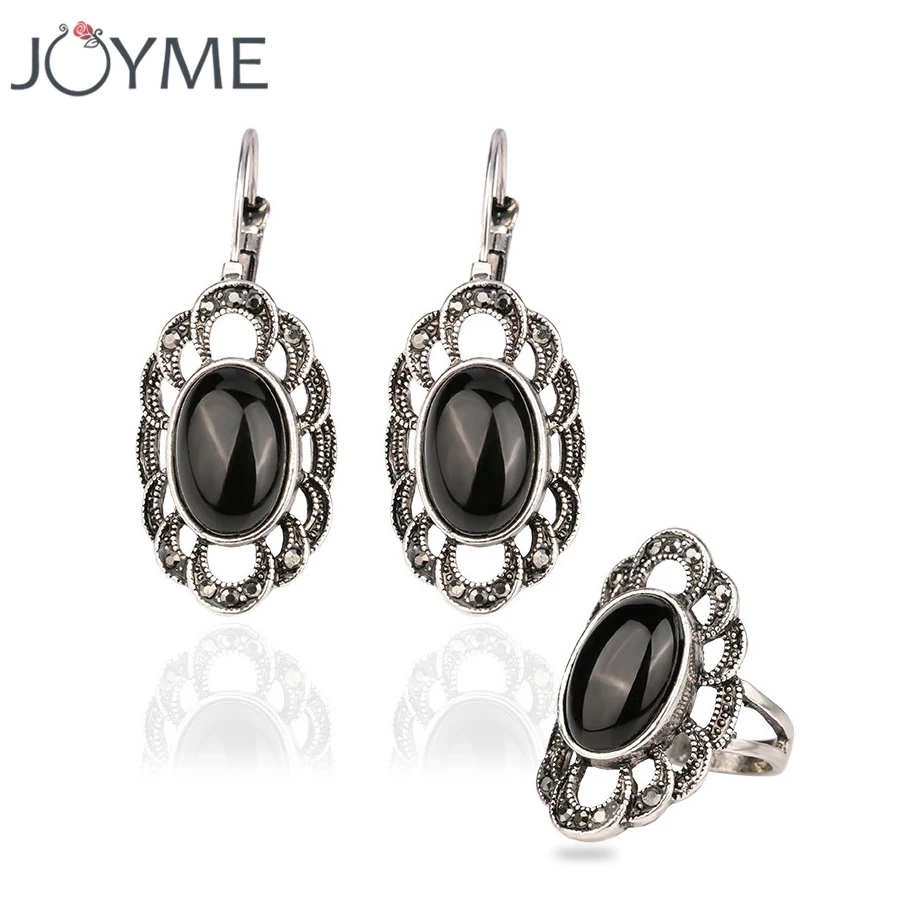 Турецкие ювелирные изделия Ретро тайский серебряный цвет цветок набор серег