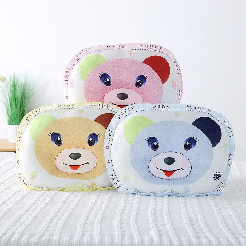 Cotton Printed Baby Pillow Newborn Head Protect Cushion Anti Flat For Infant Bear Cartoon Sleep Positioner Child | Мать и ребенок