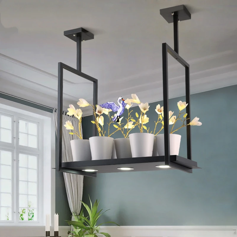 Американская промышленная Потолочная люстра прямоугольная лампа для кафе