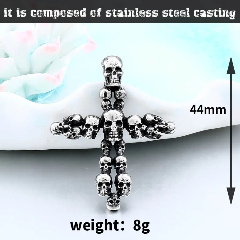 Steel soldier vintage skull viking cross pendant necklace for me 316l stainless steel punk rock jewelry