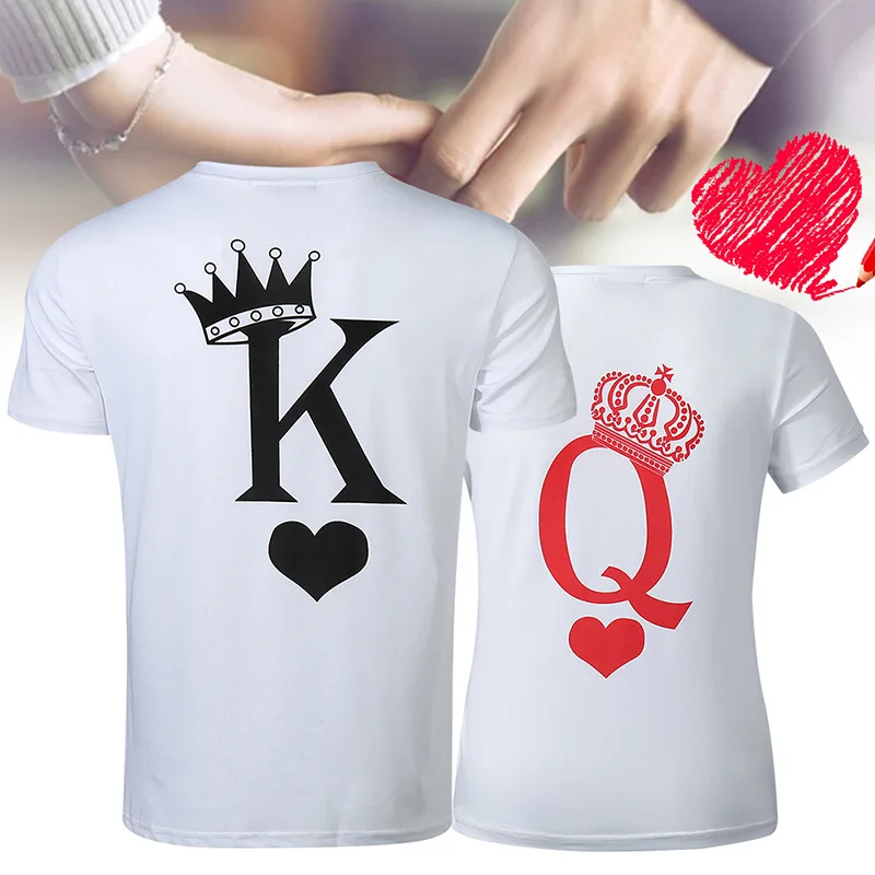 Забавная футболка King queen женская с принтом для влюбленных Мужская одежда
