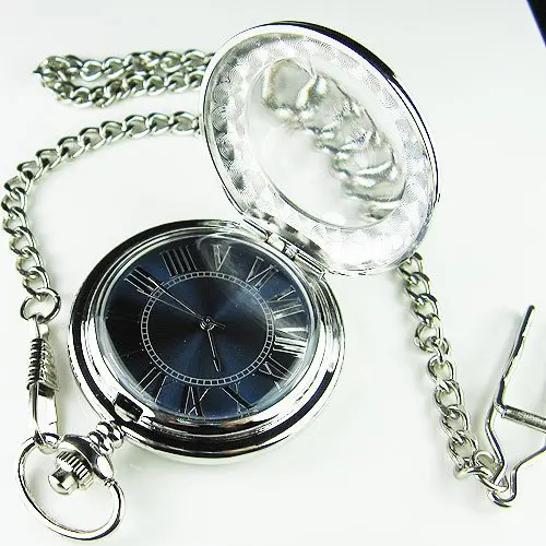 Посеребренная половина охотник брелок Механические карманные часы + Лупа|mechanical