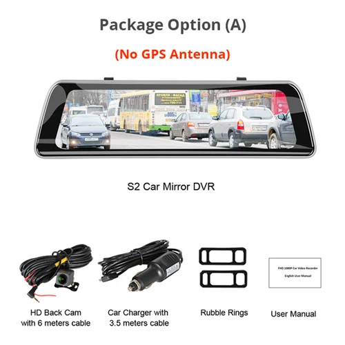 No GPS WHEXUNE потоковая 9,3" ips сенсорная Автомобильная зеркальная видеокамера gps трек WDR Full HD 1080P Даш-камера с 720P тыловой камерой рекордер DVR - Название цвета: No GPS