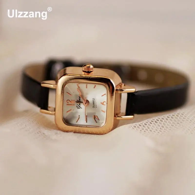 Классические кварцевые наручные часы с квадратным покрытием из розового золота