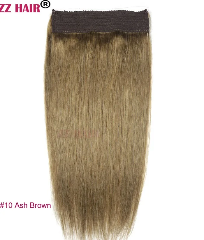 ZZHAIR 80 г-200 г 1"-26" машинное производство, remy hair Halo Hair, накладные человеческие волосы, комплект из одного предмета, не заколки, рыбья линия волос