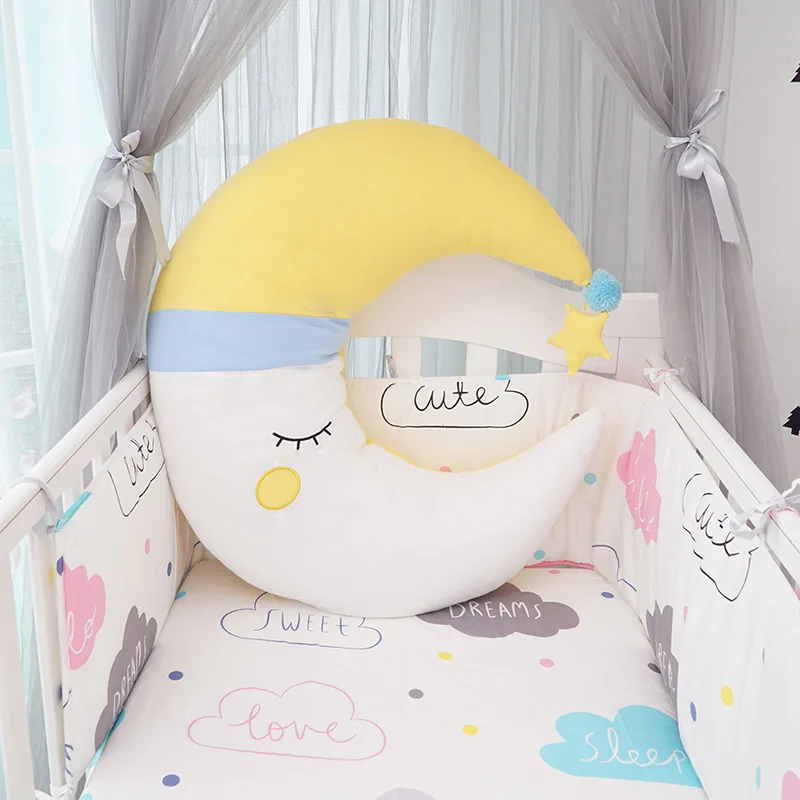 yellow moon Muslinlife 3 цвета Луна детские спальные подушки, милые детские декоративные подушки, дети девочки мальчики пол Прорезыватель Подушка 56*67 см - Цвет: yellow moon