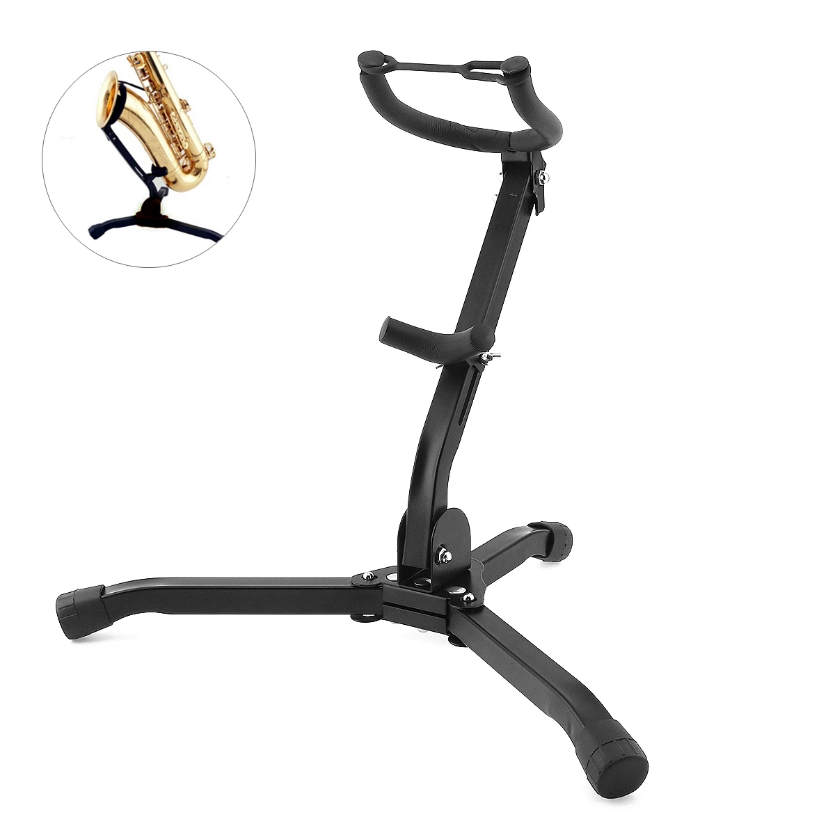 

Foldable Durable and Stable Black Alto Tenor Saxophone Stand Sax Tripod Holder Instruments Accessories with 3 Metal Legs