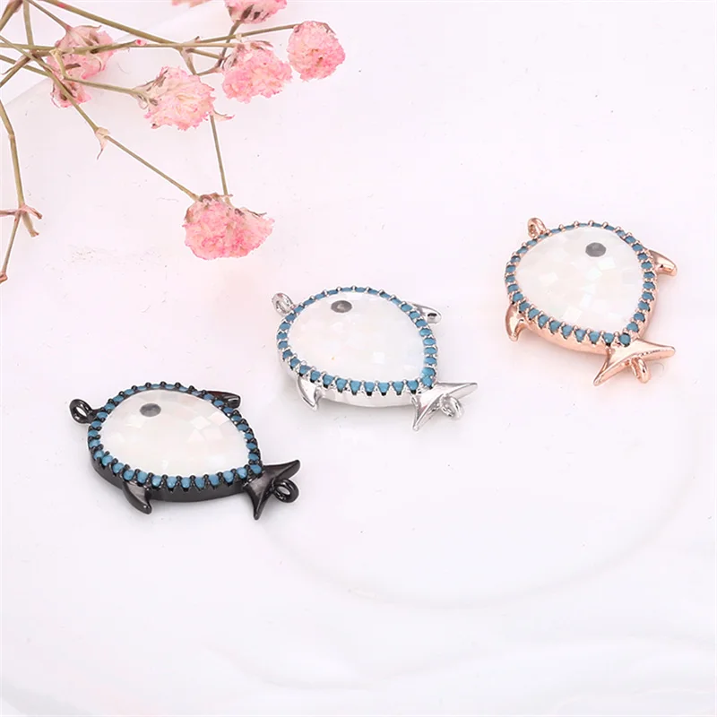 25 мм * 17 Micro Pave CZ Роскошный натуральный корпус Abalone ремесло ювелирных изделий Шарм