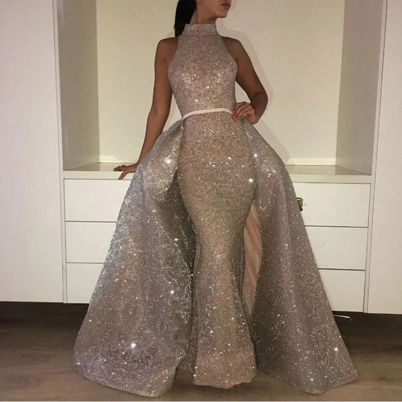 Мусульманская Русалка Вечерние платья Турецкий Арабский Дубай Bling уникальный ткань вечерние платья платье для свадьбы кафтан блеск Новинка года