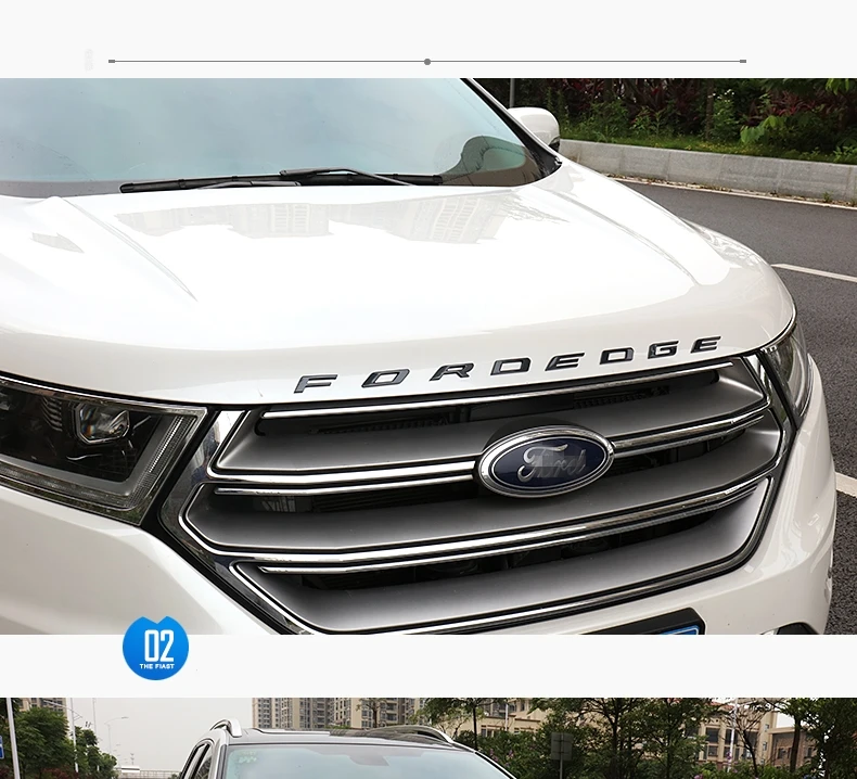 Для Ford Edge- Серебряный графит капот буквенная эмблема-глянцевая отделка металлическая эмблема