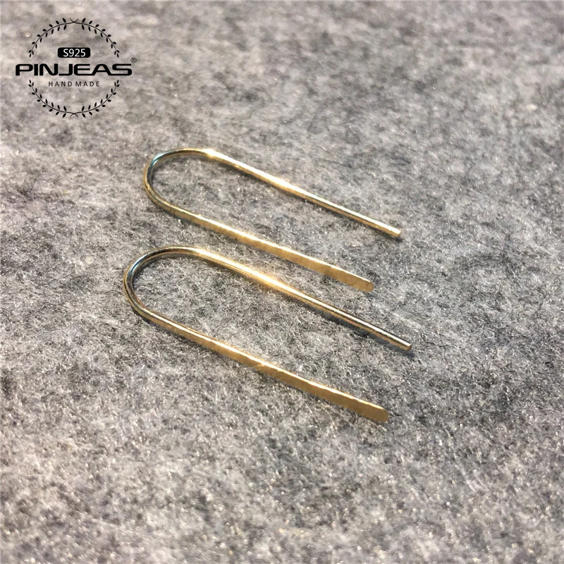 PINJEAS Open Handmade Modern Minimalist Lightweight Simple Wire wrap Long Sleek Delicate Elegant Stud Earrings Jewelry | Украшения и