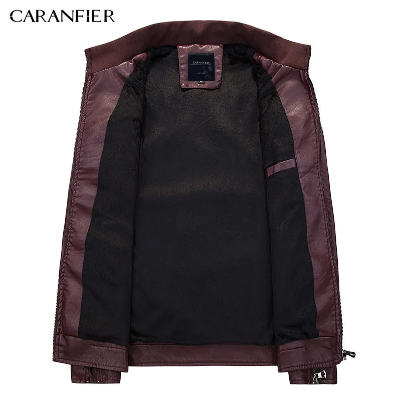 Caranfier Новинка 2017 года зимние кожаные куртки Для мужчин Водонепроницаемый флис