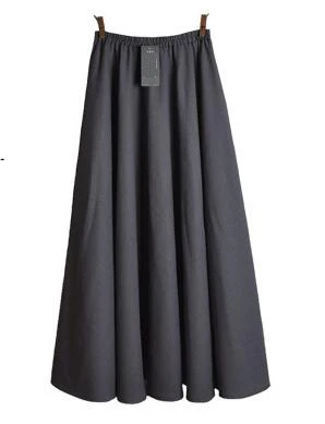 Grey Skirt 15 цветов длинная юбка для женщин Весна Лето Повседневная Эластичная талия большой маятник линия пляж Saias женская льняная хлопковая юбка - Цвет: Grey Skirt