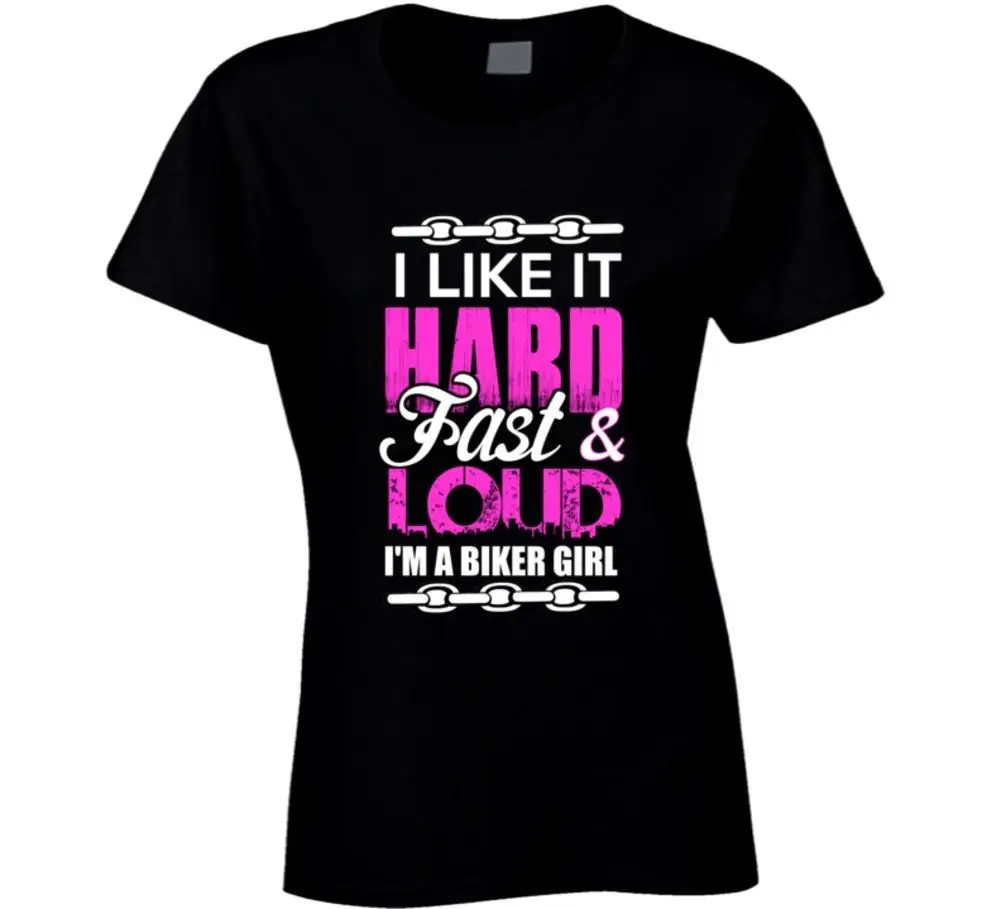 Забавная футболка I Like It Hard Fast & Loud для байкеров женская девочек дешевая