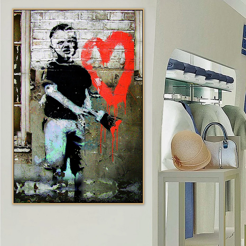 Banksy граффити для мальчиков уличное искусство холст живопись плакаты и принты