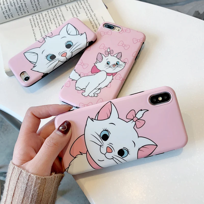 Милый Зонт кошка Мэри мультфильм чехол для iPhone 6 S 7 8 Plus Матовый ТПУ XS MAX XR X задняя