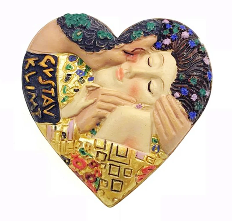 

New Hot Sale Austrian Famous Painter Klimt Kiss 3D Fridge Magnets Tourism Souvenirs Refrigerator Magnetic Stickers Gift