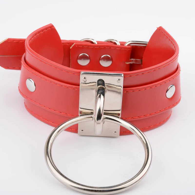 Ожерелье чокер ручной работы из искусственной кожи с круглым кольцом|Цепочки| |