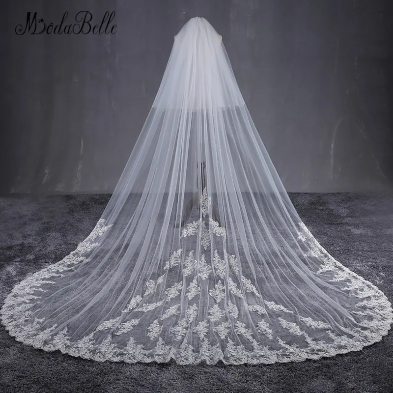 Modabelle кружевная свадебная вуаль с аппликацией по краям Свадебные аксессуары 2018