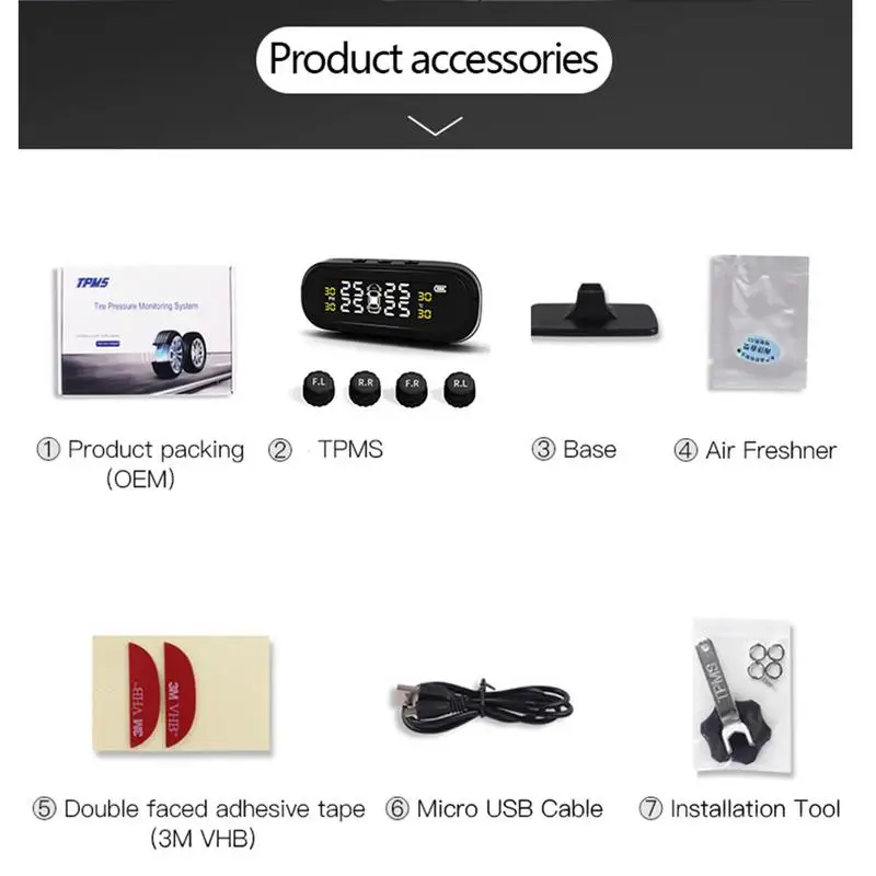 Беспроводная система контроля давления в шинах TPMS на солнечных батареях с 4