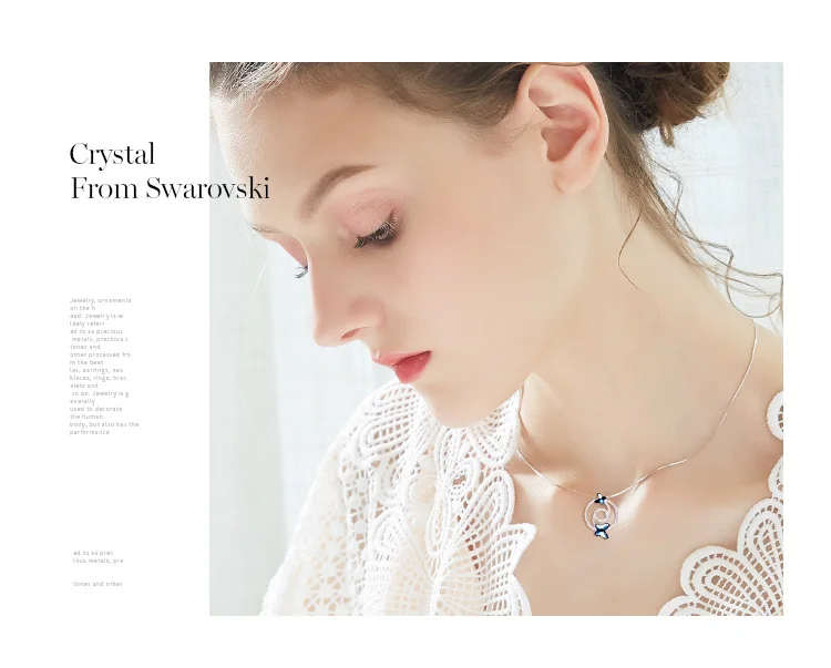 CDE 925 пробы Серебряное ожерелье украшено кристаллами от Swarovski ожерелье с подвеской в виде бабочки женское украшение для воротника