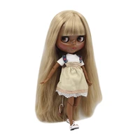 icy dbs blyth bjd 16 30cm doll with super black skin brown long staight hair and glassy face nude joint body bl9031