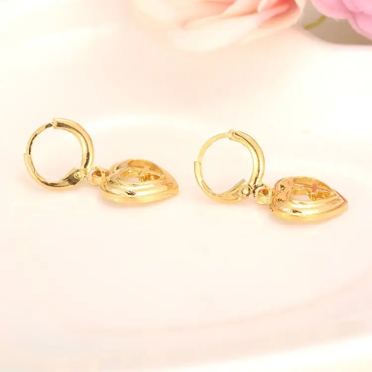 Серьги с подвеской крестом в форме сердца 14 к|earrings women|cross earrings goldgold cross |