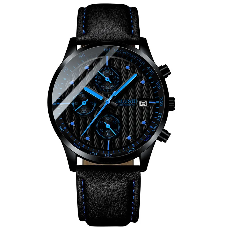 Face BlueBlack Belt Мужские часы, роскошные Брендовые мужские военные спортивные часы, мужские кварцевые часы с датой, мужские повседневные кожаные Наручные часы Belushi Relogio - Цвет: Face BlueBlack Belt