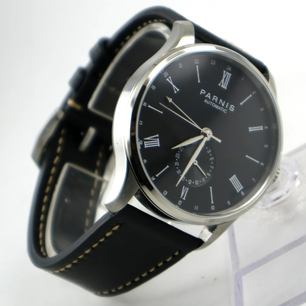 

42mm Parnis Black dial 24 Hours Handset ST 1690 Automatic Movement Men Watch