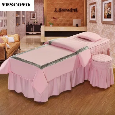 4 шт хлопок Embroidey красота кровать юбка 70*190 см красота покрывало для гостиной с отверстием Индивидуальные - Цвет: pink