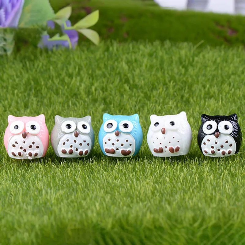 

10 Pcs Artificial Animal Owl Miniature Fairy Garden Home Houses Decoration Mini Micro Landscaping Decor 5 Colors!!
