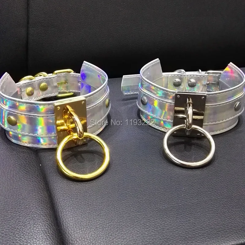 Панк готика 100% ручная работа шикарный голографический чокер O Круглый Золотой