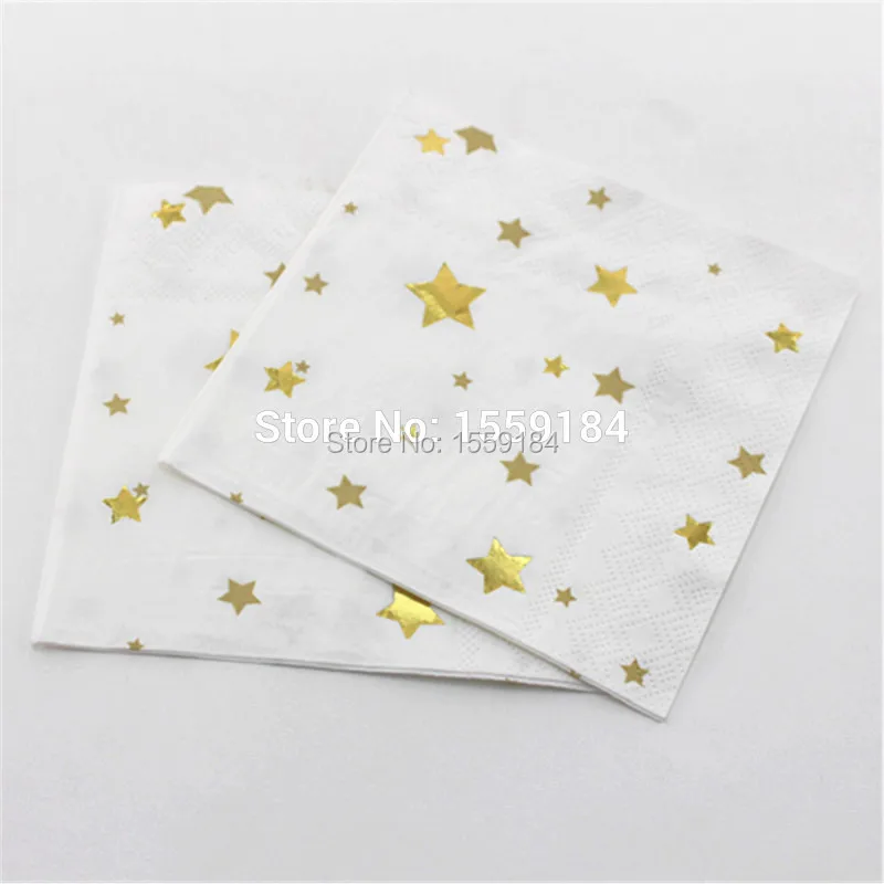 Новые бумажные салфетки для первого дня рождения ребенка 32 шт. золотые яркие