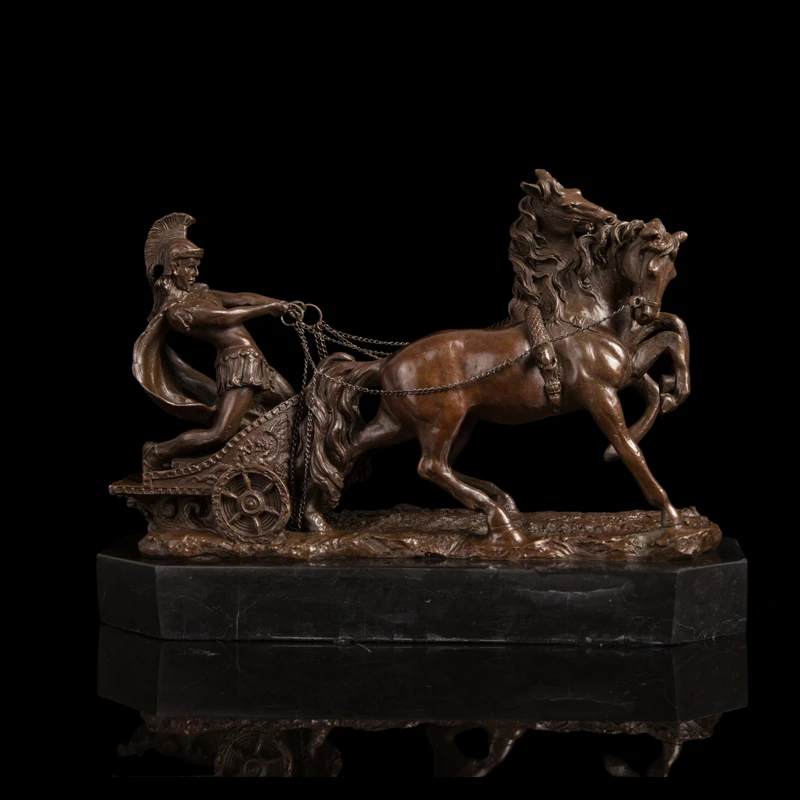 

Arts Crafts Copper Classical Bronze Sculpture Solider with Horses Statues Military Collectables Home Decoration CZS-060