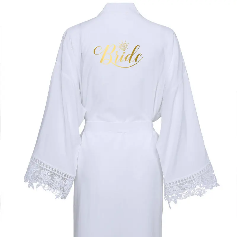 YUXINBRIDAL Новое однотонное хлопковое кимоно Mauve халаты с кружевной отделкой женское свадебное платье халат пижамы белый