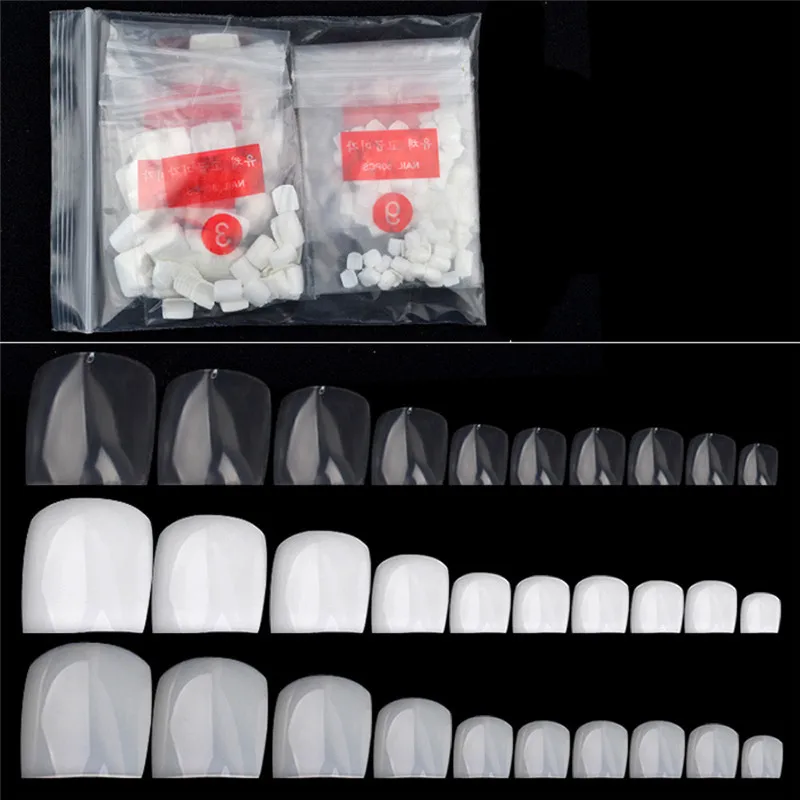 500 Pcs/set Fake Artificial Nails Sticker Natural Acrylic False Toe Tips Transparent Feet Toenail Nail Art | Красота и здоровье