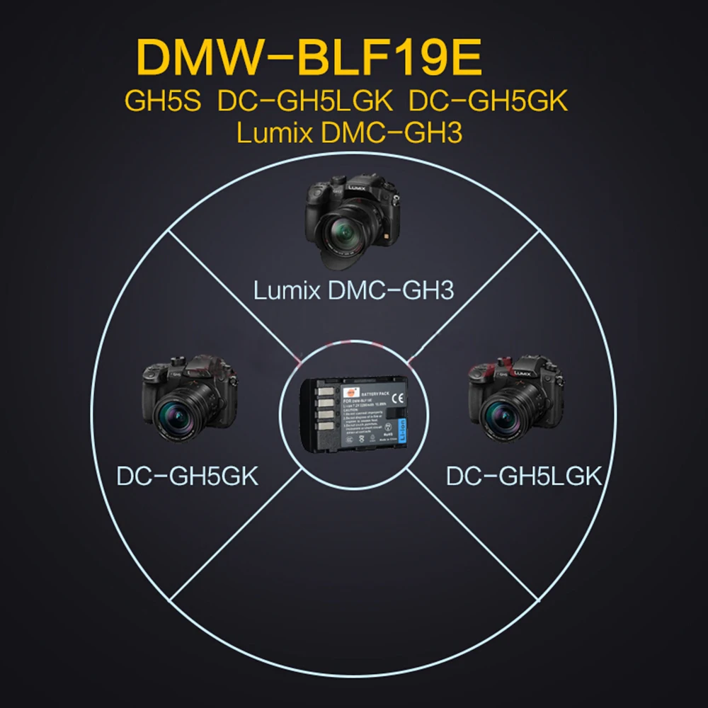 1860 мАч для фотоаппарата Panasonic с ЖК-дисплеем и USB-зарядкой BLF19 BLF19E Lumix GH3 GH4 GH5 G9 |