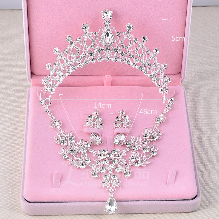 Набор свадебных украшений 3 шт. стразы кристаллы ожерелье серьги диадема