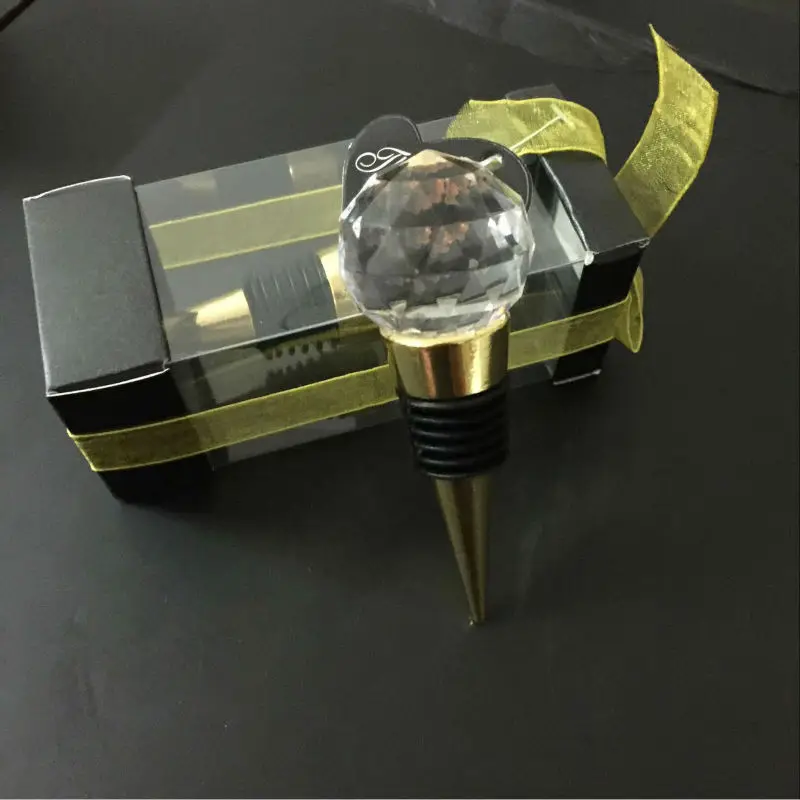 

wedding favor golden retro Classic Crystal Ball Design Wine Stoppers party gift souvenir 100pcs/lot Tableware Dinnerware Set