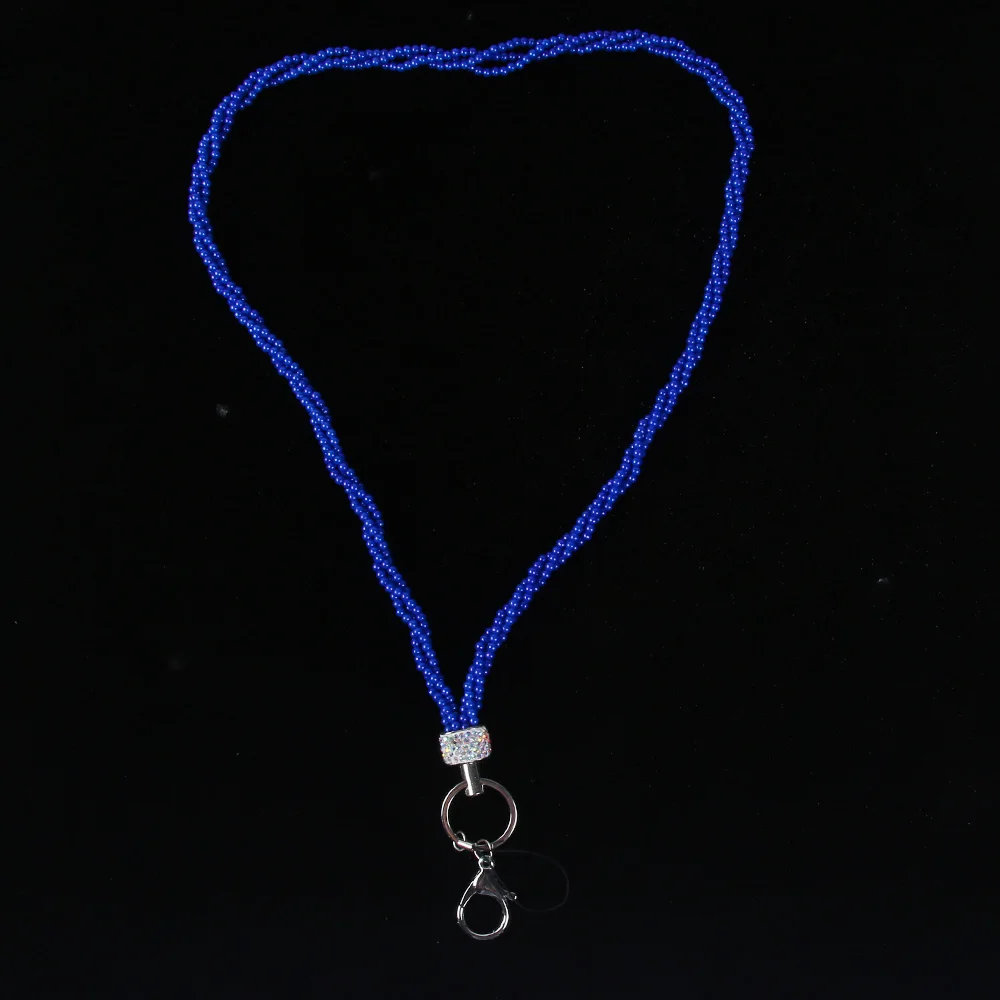 1 шт., стразы, блестящий шнурок, Кристальный шейный брелок для ключей, значок для сотового телефона, держатель для удостоверения личности, держатель для бейджа, сделай сам, висячий шнурок, держатель для карт - Цвет: Синий