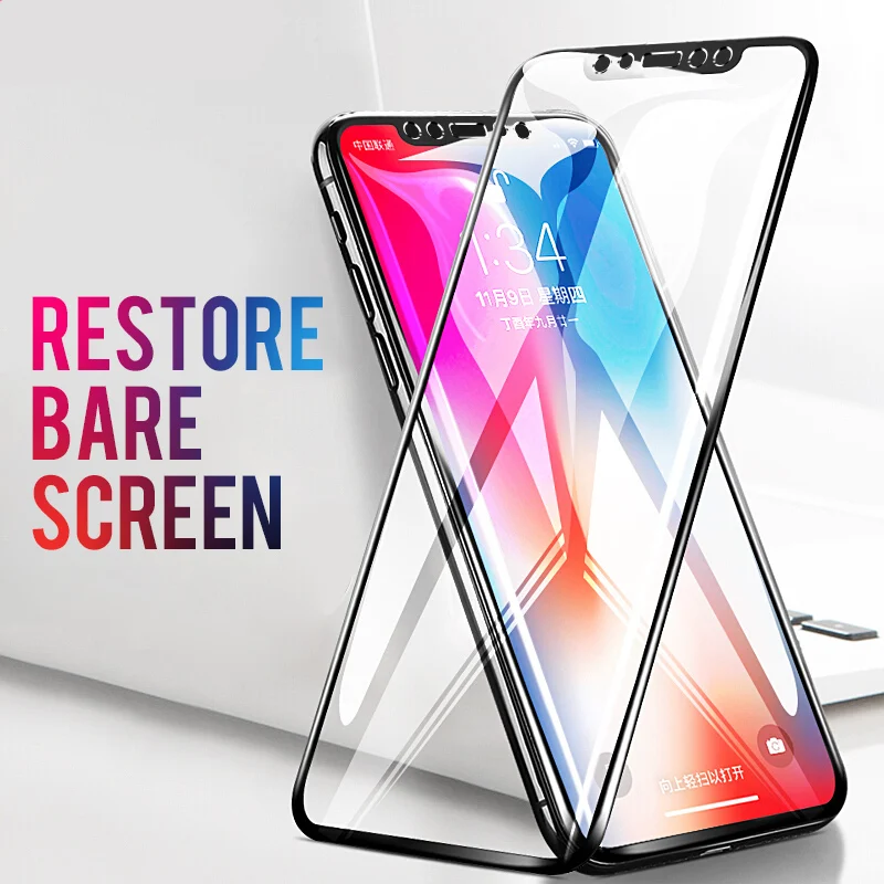 WZH полное покрытие закаленное стекло для iPhone X 6 7 8 Plus 6D изогнутая алюминиевая