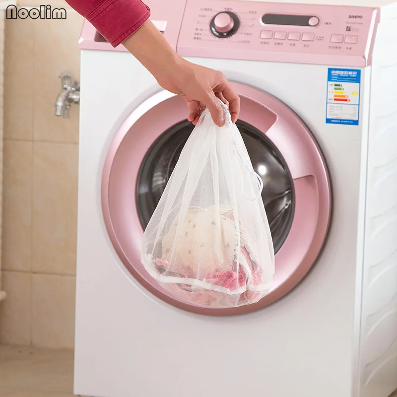 NOOLIM 3 Pieces/Lot White Mesh Laundry Bags Travel Delicates Clothing Drawstring Washing Bag for Underwear Socks and Clothes | Дом и сад