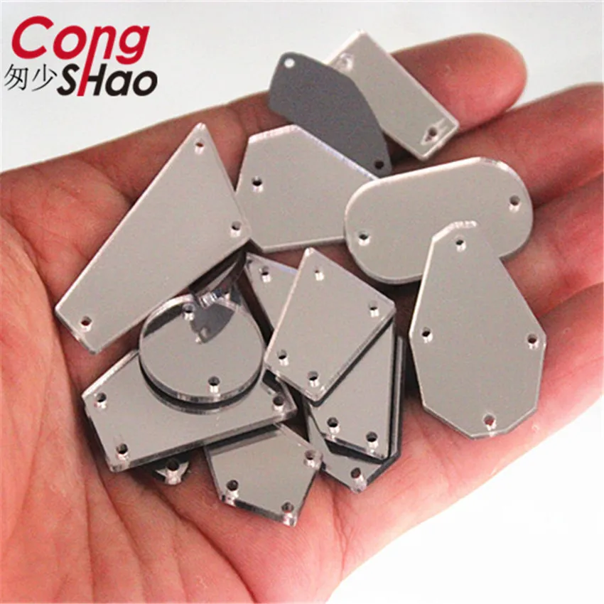 Прозрачные зеркальные Стразы Cong Shao 40 шт. пришивные стразы с отверстиями плоская
